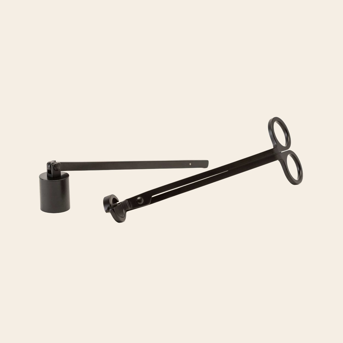 Set de apagavelas de campana y tijera cortamechas en acero negro